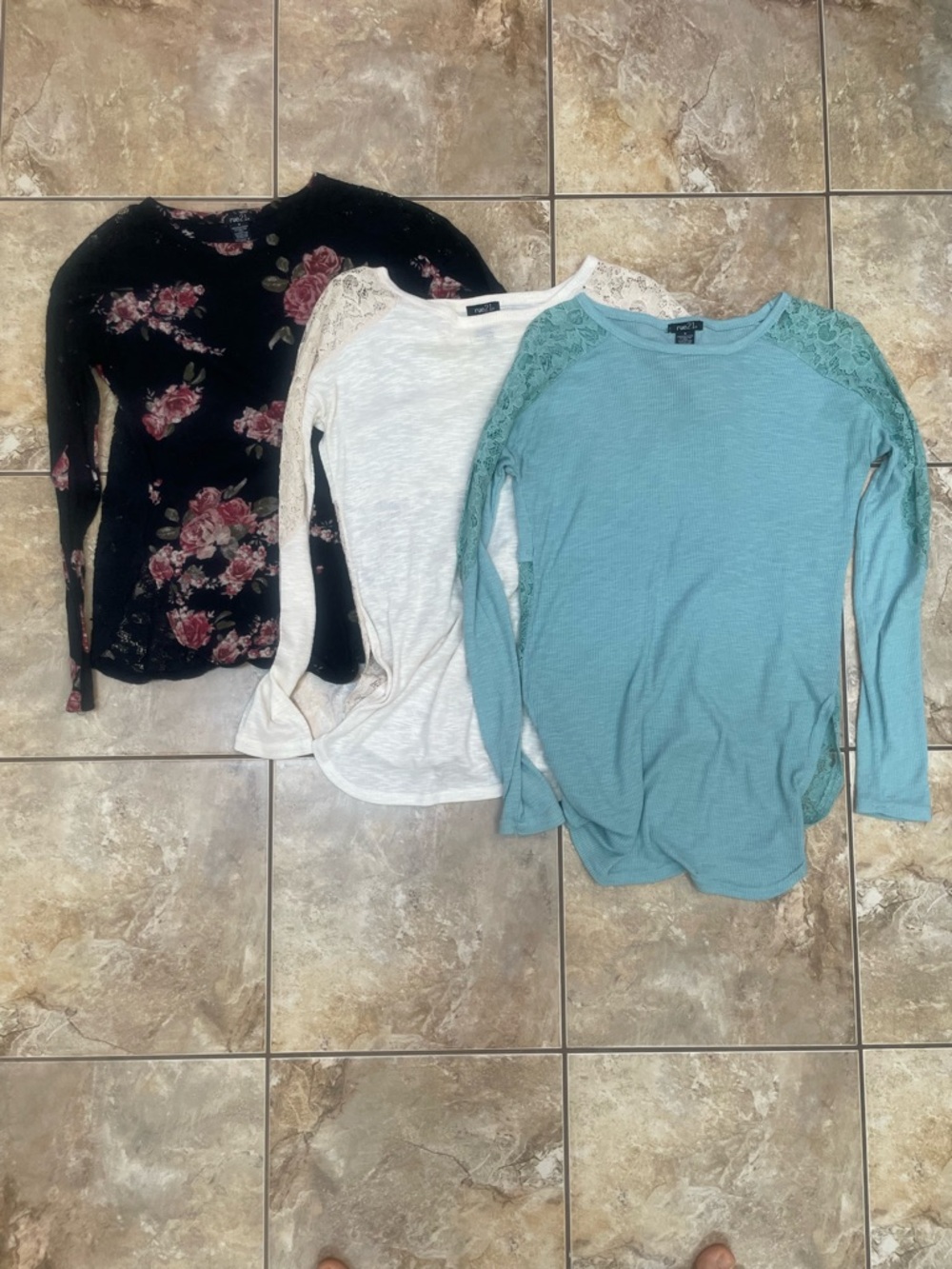 Vintage Rue21 Lace Detail Ribbed Tops Bundle